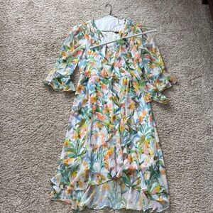 Adrianna Papell Multicolor Floral High Low Dress